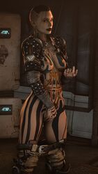 1girls 3d 3d_(artwork) abs bioware breasts brown_eyes brown_hair collarbone come_hither earrings erect_nipples female female_only fingering fingering_self fit fit_female human human_only itwasmedio jack_(mass_effect) jacket lipstick looking_at_viewer mass_effect mass_effect_3 masturbation medium_breasts navel nipples no_bra no_panties open_clothes pants_down ponytail pussy shaved_pussy solo solo_female solo_focus subject_zero tattoos uncensored vagina