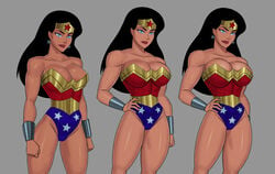 1girls abs amazon biceps big_breasts black_hair busty dc dc_comics dcau female female_only huge_breasts justice_league leotard long_hair muscular_female naughty_face poses seductive solo sunsetriders7 wonder_woman wonder_woman_(series)