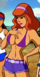 big_breasts bikini breasts camp_scare daphne_blake denim_shorts edit hanna-barbera jessica_(camp_scare) nipple_bulge pokies scooby-doo scooby-doo!_camp_scare screenshot screenshot_edit