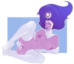 1girls after_sex after_vaginal alien alien_girl alien_only areolae artist_name big_breasts breasts cum cum_in_pussy cum_inside female female_only hair kokobuttz large_breasts long_hair nipples purple_hair pussy rick_and_morty solo supernova_(rick_and_morty) thighs watermark