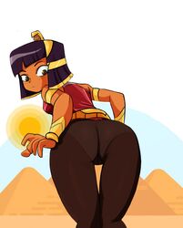 1girls ass black_hair brown_skin cleopatra cleopatra_in_space cleopatra_philopator colored_sketch dark-skinned_female dark_skin edit female kooying misusage panties_visible_through_clothing pantyhose short_black_hair short_hair solo