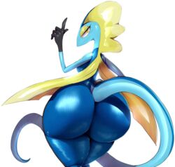 2019 5_fingers anthro ass back big_ass big_eyes black_scales black_skin blue_scales blue_skin breasts eye_contact eyelashes female game_freak generation_7_pokemon half-closed_eyes huge_ass inteleon large_ass lizard looking_at_viewer looking_back looking_behind multicolored_scales multicolored_tail nintendo nude pokémon_(species) pokemon pokemon_(species) pokemon_ss pokemorph reptile reptilian scalie simple_background tail thick_thighs thighs trinity-fate62 white_background wide_hips yellow_eyes yellow_skin