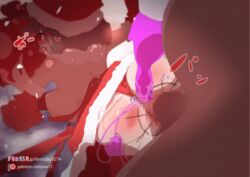 1boy 1girls ahe_gao anal anal_sex animated ass blush christmas dildo doggy_style double_penetration faceless_male lingomogu original panties_aside santa_costume santa_hat spanking tongue_out vaginal_penetration vibrator wawa wawa_(lingomogu)