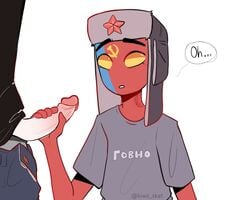 black_shirt countryhumans eyebrows fully_clothed gay gray_shirt grey_shirt holding_penis jeans male_only russia russia_(countryhumans) white_skin yaoi yellow_eyes