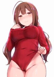 1girls big_breasts blush breasts cai_geng cameltoe erect_nipples female female_only idolmaster idolmaster_shiny_colors kuwayama_chiyuki large_breasts looking_at_viewer nipples pokies solo thick_thighs wide_hips