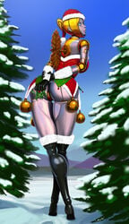 1girls aka6 ass big_ass christmas christmas_clothing christmas_hat christmas_headwear female female_only holidays league_of_legends orianna panties riot_games robot santa_hat snow snowdown snowdown_showdown_series solo