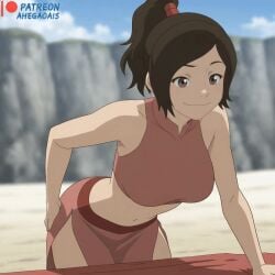 ahegao_ai ai_generated animated avatar_the_last_airbender breasts breasts_out female female_focus female_only movement_lines nipples solo ty_lee undressing