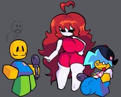 1girl2boys auburn_hair big_ass big_balls big_breasts big_butt big_penis big_thighs blocky_body bloxxin'funk boyfriend_(bloxxin'funk) boyfriend_(friday_night_funkin) cl0wnz edit friday_night_funkin friday_night_funkin_mod girlfriend_(bloxxin'funk) girlfriend_(friday_night_funkin) noob noob_(roblox) pants_bulge questionable roblox robloxian tagme taller_female thick thick_ass thick_legs thick_thighs trabbitwax twitter_link