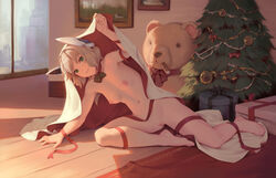 1girls areolae barefoot bigrbear breasts christmas female female_only looking_at_viewer navel nude pussy short_hair small_breasts tagme uncensored