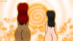 1boy 1girls 2d ass ass_focus behind_view both_sexes_in_same_situation boyfriend-girlfriend bubble_butt bubbles dark-skinned_female dark_skin femboy freckles freckles_on_ass glowing grey_hair huge_ass hypnosis joshua_gray_(mintyboi) light-skinned_male light_skin long_hair mind_break mind_control mintyboi orb red_hair romantic_couple samantha_hubbard_(mintyboi) shiny sparkles spiral thick_thighs thighs white_background