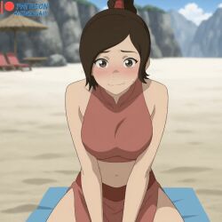 ahegao_ai ai_generated animated avatar_the_last_airbender breasts breasts_out female female_focus female_only movement_lines nipples solo ty_lee undressing