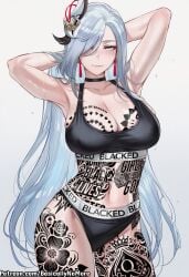 shenhe (genshin impact) from blacked by basicallynomore