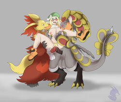 1girls 2boys 3_toes absurd_res animal_genitalia animal_penis anthro anthro_penetrating anthro_penetrating_human balls balls_size_difference bianca_(pokemon) big_balls big_breasts blonde_hair breasts canine_penis claws clothed_male_nude_female clothing delphox double_penetration double_vaginal eyewear female female_human female_penetrated femsub footwear fur glasses green_eyes grey_body group group_sex hair hat headgear headwear hi_res human human_on_anthro human_penetrated interspecies kommo-o male male/female male_penetrating male_penetrating_female male_pokemon male_pokemon/female_human maledom mammal multicolored_body multicolored_fur nintendo nipples penetration penis penis_size_difference pokemon pokemon_(species) pokemon_bw pokemon_sm pokemon_xy pokephilia pubic_hair rationelle red_body red_eyes red_fur ridged_penis sandwiched scaled_penis sex shoes size_difference standing_sex straight threesome toe_claws toes unusual_pupils vaginal_penetration video_games white_body white_fur yellow_body yellow_claws yellow_fur