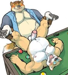 2019 anthro anthro_on_anthro anthro_penetrated anthro_penetrating balls belly billiard_table bodily_fluids bottomless canid canine clothed clothing cum cum_while_penetrated cumshot domination duo ejaculation erection forced fox fur furry gay genital_fluids hands-free hi_res humanoid_penis hyenaface hypnosis lying male male/male male_domination male_only male_penetrated male_penetrating mammal mind_control navel nipples nude on_back open_mouth orgasm pecs penetration penis rape simple_background submissive submissive_male white_background yaoi