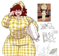 1girls auburn_hair bbw big_breasts breasts chubby_female dumb_girl fat_ass female female_only friday_night_funkin friday_night_funkin_mod fully_clothed fully_clothed_female funny girlfriend_(friday_night_funkin) huge_ass huge_breasts korean_nooby_(artist) massacre_girlfriend_(friday_night_funkin) millie_(mistful_crimson_morning) mistful_crimson_morning multiple_images nintendo oc pajamas reference_image screencap sketch sketch_page sleepy solo solo_female thick_legs thick_thighs tomodachi_life tomodachi_life:_living_the_dream voluptuous wide_hips