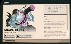 anthro bara bigmuscles blue_fur cannon dildo dispatch_(game) drool erection fish furry male mercenary muscular nsfw penis pink_dildo shark sharkd4ddy sharp_teeth superhero supervillain sweat tongue_out weapon ych yellow_eyes