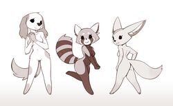 2020 3girls :3 aggressive_retsuko ailurid anthro ass biped breasts canid canine canis domestic_dog featureless_breasts female female_only fennec fenneko fluffy fluffy_tail fox fur furry furry_only genitals group inui_(aggressive_retsuko) junyois looking_at_viewer mammal naked nude pussy red_panda retsuko sanrio simple_background smile smooth_skin standing tail