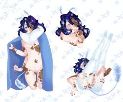 anonymous_male antennae ass_view astro_(dandy's_world) blowjob buttplug cosmic_hair cum dandy's_world dandys_world four_arms heart-shaped_pupils pussy ripped_pantyhose shy squirting stars tattoos tears top_surgery_scars transmasc vitiligo vitiligo_skin wet