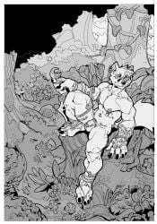 5_fingers accessory anthro arm_ring armor balls bracers canid canine cock_ring digit_ring ear_piercing ear_ring feet finger_ring fingers flaccid flower forest fox furgonomics furry genital_piercing genitals grass greaves hi_res high-angle_view holding_melee_weapon holding_object holding_sword holding_weapon humanoid_genitalia humanoid_penis jewelry looking_away male mammal melee_weapon monochrome nsfuwu4 on_stump penis penis_accessory penis_jewelry penis_piercing piercing plant prince_albert_piercing ring ring_piercing serious sitting solo sword tail tail_accessory tail_jewelry tail_ring thigh_ring three-quarter_view toe_ring toes tree tree_stump weapon