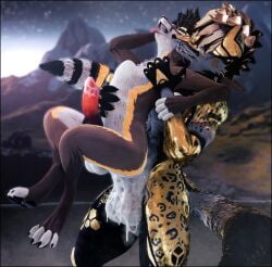 3d_(artwork) absurd_res anal anal_sex animal_genitalia animal_penis anthro ass balls big_balls big_penis black_body black_border black_fur blender_(artwork) bodily_fluids border bulge canid canine canine_genitalia canine_penis cum cum_drip cum_in_ass cum_in_mouth cum_inside ddtghost deep_penetration digital_media_(artwork) dripping duo erection fox fur genital_fluids genitals hair hi_res holding_partner huge_balls huge_cock hyper hyper_genitalia hyper_penis knot lill_esp male male/male male_penetrated male_penetrating male_penetrating_male mammal multicolored_body muscular muscular_male nude open_mouth orgasm penetration penis penis_shaped_bulge rexouium rough_sex sex shocked size_difference tail tongue white_body white_border white_fur yellow_body yellow_fur
