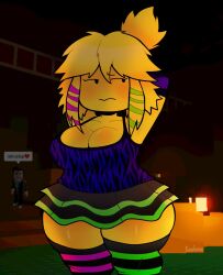 1girls 2025 2d big_breasts cleavage forsaken_(roblox) genderswap keekeelol3 noob noob_(forsaken) roblox roblox_game robloxian scene_noob tagme tank_top thick_thighs thighhighs wide_hips