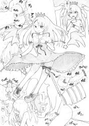 4boys absurdres bread-agler breasts censored chest_ribbon cowgirl_position cross_section crown crying crying_with_eyes_open cum cum_in_pussy detached_wings dress erection frilled_dress frills garter_belt greyscale hammer heart heart_censor highres imminent_rape medium_breasts monochrome multiple_boys multiple_views neck_ribbon original parted_bangs penis pleading_eyes prone_bone rape ribbon sad scared sex sex_from_behind shoes smile strapless tears translated wings