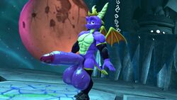 1boy 2019 3d 5_fingers anthro anthro_only bara big_balls big_testicles blue_eyes buff dragon erection half-closed_eyes horn horns huge_penis huge_testicles kennythebobcat male male_only moon muscles muscular muscular_male night smile smiley_face smiling spyro spyro_the_dragon veiny_penis veiny_testicles wings yellow_hair yellow_horns