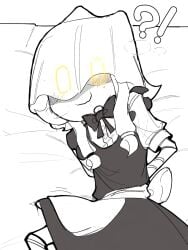 1futa 2d_(artwork) blush bulge covered_eyes covered_face cyn_(murder_drones) erection futanari glitch_productions manga_style murder_drones nervous_expression nervous_smile precum tentacle tentacle_penis tied_hands