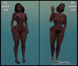 3d afro afro_hair age_progression aged_down aged_up big_breasts big_nipples caption curvy curvy_body curvy_female curvy_figure curvy_hips curvy_thighs dark_skinned dark_skinned_female english_text erica_morris(sim_doe) gilf glasses hairy_pussy mature mature_female mature_woman naked naked_female nude nude_female old_woman older_female original_character original_characters sagging_breasts saggy_breasts shaved_pussy sim_doe text text_bubble the_sims the_sims_4