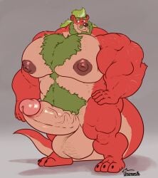 3_toes 5_fingers anthro areola arm_hair balls barazoku beard biceps big_balls big_muscles big_nipples big_pecs big_penis biped black_claws black_nose black_toe_claws body_hair brown_areola brown_eyes brown_nipples chest_hair claws closed_smile countershade_face countershade_fur countershade_tail countershade_torso countershading danny-mac-quazy deltoids digital_drawing_(artwork) digital_media_(artwork) erection eyebrows facial_hair feet fingers flat_colors full-length_portrait fur genitals glans gradient_background green_beard green_body_hair green_eyebrows green_facial_hair green_hair green_mustache green_pubes grey_background hair hairy hairy_balls hand_on_hip hand_on_own_hip happy_trail hi_res huge_balls huge_cock huge_muscles huge_pecs humanoid_genitalia humanoid_hands humanoid_penis hyper hyper_balls hyper_genitalia hyper_muscles hyper_penis looking_aside male male_anthro mammal manly moustache mouth_closed multicolored_body multicolored_fur muscular muscular_anthro muscular_arms muscular_male mustelid nipples nude nude_anthro nude_male otter pecs penis pink_glans plantigrade portrait pubes red_body red_fur shaft_divide signature simple_background smile solo standing tail tan_body tan_countershading tan_fur three-quarter_view toe_claws toes trapezius uniparasite vein veiny_penis