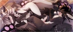 3d_(artwork) 69_position absurd_res anthro anthro_on_anthro ass black_body black_fur blender_(artwork) bodily_fluids border clothing cum cum_drip cum_inside deuzear digital_media_(artwork) dirty dripping duo feet foot_fetish foot_focus foot_lick foot_play fur genital_fluids genitals hair hi_res hindpaw implied_orgasm licking lill_esp looking_pleasured male male/male mammal nardoragon nude open_mouth oral pawpads paws penetration saliva_on_face saliva_on_hand sex tongue topwear white_body white_border white_fur