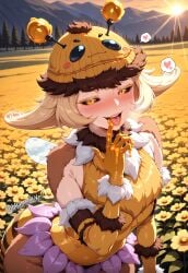 ai_generated bee bee_girl beeko_(neeko) black_sclera blonde_hair blush blush_lines breath breath_cloud covered_navel elbow_gloves fur-trimmed_dress fur-trimmed_headwear fur-trimmed_legwear fur-trimmed_sleeves gloves half-closed_eyes hand_up hat hips honey honey_(food) honey_drip illyfurina league_of_legends licking licking_finger licking_fingers lipstick looking_at_viewer medium_hair naughty naughty_face neeko neeko_(league_of_legends) nose_blush one_finger_up open_mouth pink_lipstick pixai riot_games seducing seduction seductive seductive_body seductive_expression seductive_eyes seductive_female seductive_gaze seductive_look seductive_mouth seductive_pose seductive_smile sfw sfw_version sfw_version_available skin small_breasts smile smiling smiling_at_viewer spoken_heart stable_diffusion tail tease teasing teasing_viewer thick_hips tongue upper_body upper_body_focus upper_body_only upper_teeth upper_teeth_only waist yellow_eyes