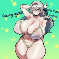 1girls 2d ai_generated areola areola_slip areolae arm_behind_back arm_behind_head arm_up ass belly big_ass big_breasts big_butt big_nipples big_thighs bikini black_hairband blue_eyes blue_pupils blush bow bra breasts cleavage closed_mouth collarbone covered_nipples cowboy_shot curvy english english_text female female_only firefly_(honkai:_star_rail) gigigens goon_caption gradient_background gradient_hair green_background grey_hair hair_between_eyes hair_intakes hair_ribbon hairband hairbow honkai:_star_rail huge_breasts large_areolae large_ass large_breasts large_butt large_nipples large_thighs lingerie long_hair looking_at_viewer massive_breasts multicolored_eyes navel nipple_bulge nipples nipples_visible_through_clothing panties plump puffy_nipples ribbon sidelocks smile solo solo_female stomach swimsuit text thick_ass thick_butt thick_thighs thighs underwear white_bikini white_bra white_panties wide_hips