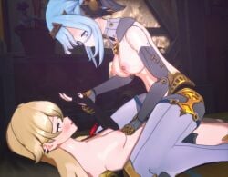 1futa 1girls 2girls 3d animated armwear blender_(software) blonde_hair blue_hair breasts cowgirl_position exposed_breasts exposed_midriff female futasub genshin_impact hoyoverse implied_penetration implied_sex ineffa_(genshin_impact) jahoda_(genshin_impact) lesbian_sex long_hair loop looping_animation mihoyo mp4 nipples no_sound on_back on_bed on_top partially_clothed passengerlamp prosthetic riding riding_penis robot robot_girl sex submissive submissive_futa tagme vaginal_penetration video yuri