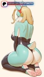 1girls 2026 ai_generated animal_ears artist_name ass blonde_hair boku_no_hero_academia electroworld feet female female_only gradient gradient_background hi_res high_quality high_resolution highres ippan_josei leotard long_hair my_hero_academia patreon patreon_username soles solo stable_diffusion tail toeless_legwear toes watermark