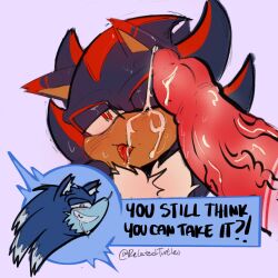 anthro blush bodily_fluids dialogue digital_media_(artwork) duo english_text erection eulipotyphlan fur genital_fluids genitals hair half-closed_eyes hedgehog hi_res leaking_precum male male/male mammal narrowed_eyes one_eye_closed penis penis_on_face precum precum_on_face precum_string relatedturtles saliva saliva_string sega shadow_the_hedgehog simple_background smile sonic_the_hedgehog sonic_the_hedgehog_(series) sonic_the_werehog sonic_unleashed speech_bubble text tongue tongue_out vein veiny_penis werecreature wereeulipotyphlan werehog