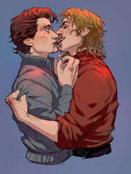 2boys billy_hargrove blood clothed gay harringrove kaysd999 kissing male male_only steve_harrington stranger_things wrecked_fuse yaoi