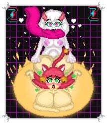 1futa 1girls anal anal_insertion anal_sex ass bells big_breasts blush breasts cat_ears cat_girl cat_tail catgirl deltarune female_ralsei futa_on_female futanari glasses goat goat_girl hands_on_ass heart huge_breasts large_breasts mad_mew_mew magic magic_circle mew_mew_(undertale) mew_mew_kissy_cutie penis penis_in_ass pixel_art ralsei ralsei_(female) ralsei_with_white_fur scarf self_upload tongue tongue_out undertale undertale_(series) zixy