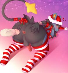 1boy 2019 5_fingers absurd_res animal_ears anthro anthrofied anus ass ass_grab balls big_ass big_butt black_fur blue_fur blush bubble_ass bubble_butt butt christmas clothing dat_ass digital_media_(artwork) duo erection fur hands_on_ass hi_res holidays huge_ass huge_butt humanoid_hands humanoid_penis luxray male male/male male_only mammal multicolored_fur nintendo nude penis pokémon_(species) pokemon pokemon_(species) simple_background smile solo_focus tail testicles thick thick_thighs tr.anonymous.h two_tone_fur veiny_penis video_games wide_hips