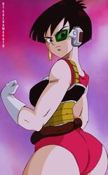 1girls black_hair breasts cameltoe cleavage curvy dragon_ball dragon_ball_z erect_nipples female female_focus female_only green-tinted_eyewear huge_areolae huge_ass huge_breasts light-skinned_female light_skin looking_back puffy_nipples saiyan saiyan_armor saiyan_tail salvamakoto scouter seripa short_hair sole_female solo tail thick_lips tinted_eyewear voluptuous wide_hips