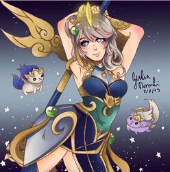 armpits cute female fully_clothed league_of_legends lunar_empress_lux luxanna_crownguard solo