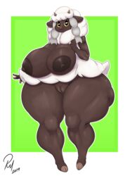 1girls 2019 absurd_res anthro anthrofied areolae ass big_ass big_breasts biped border breasts chubby dark_skin female front_view fur furry furry_only hi_res hooves horn huge_ass huge_breasts huge_hips large_breasts looking_at_viewer mammal naked nintendo nipples nude overweight overweight_female ovine pokémon_(species) pokemon pokemon_(species) pokemorph pussy redmoon83 sheep smile solo text thick_thighs video_games watermark white_border white_fur wide_hips wooloo