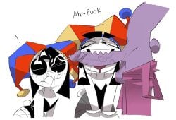 bunny_girl bunnysuit cum_on_face dialogue evil_pomni_(the_amazing_digital_circus) jax_(the_amazing_digital_circus) pomni_(the_amazing_digital_circus) real_saming straight tadc the_amazing_digital_circus
