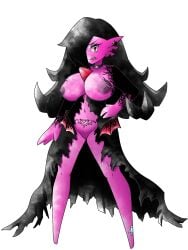 3:4 alpha_channel alternative_fashion anthro areola big_breasts black_clothing black_hair breasts chest_horn claws clenched_teeth clothing collar colored curvy_figure dark_areola ear_piercing ear_ring eyelashes eyeliner fan_character female flower folded_wings front_view gardevoir generation_3_pokemon generation_8_pokemon genitals gesture goth greatmothsucks hair hair_over_eye hand_gesture hand_on_hip hatterene hi_res huge_breasts humanoid makeup markings midriff nintendo nude nude_anthro nude_female piercing pink_body plant pokemon pokemon_(species) pokemorph pubic_tattoo red_eyes regional_form_(fakemon) ring_piercing rose_(flower) rose_the_gardevoir_(dumbonigirl) sharp_teeth simple_background smile_at_viewer solo standing tattoo teeth thick_thighs transparent_background vulva wings