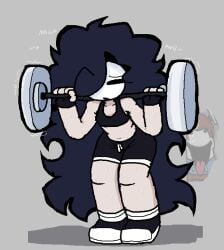 1boy 1femboy 2026 2d 2d_(artwork) arcaned_roses black_clothing black_hair color colored digital_drawing_(artwork) digital_media_(artwork) exercise exercise_clothing femboy_only fully_clothed grey_background hair long_hair male_only meme_in_the_background pale-skinned_femboy pale-skinned_male pale_skin roses_(roses_arcaned) roses_arcaned shoes simple_background solo solo_femboy solo_male standing struggling sweat sweatdrop sweating sweating_male sweaty sweaty_body sweaty_face sweaty_femboy sweaty_male text weightlifting weights workout workout_clothes