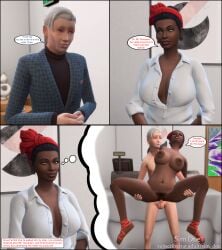 3d age_difference big_breasts big_nipples caption carrying carrying_position curvy curvy_body curvy_figure dark_skinned dark_skinned_female daydream english_dialogue english_text hairy_pussy high_resolution interracial mr_thompson(sim_doe) old_male old_man original_character original_characters rosemary_phillips(sim_doe) sim_doe speech_bubble text text_bubble the_sims the_sims_4