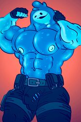 1boy abs anthro balls bulge clothing fortnite gigathicc99 goo_creature male male_only muscles muscular nipples partially_clothed pecs penis ripped_clothing rippley slime slurp_(fortnite) smile solo tagme video_games