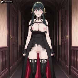 1girls ai_generated animated cirukai large_breasts nude ripped_clothing solo spy_x_family yor_briar yor_forger
