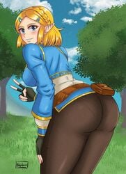 1girls angelox27 ass big_ass blonde_hair breath_of_the_wild long_hair princess_zelda solo tears_of_the_kingdom the_legend_of_zelda thighhighs thighs zelda_(tears_of_the_kingdom)