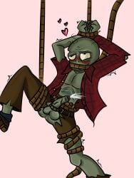 blush blushing bondage bungee_zombie_(pvz) cock electronic_arts erection l3zl1e69 male male_only penis plants_vs_zombies popcap_games pvz ribs rope rope_bondage skinny skinny_male tied_up visible_ribs zombie zombie_(pvz)